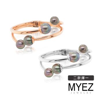MYEZ 天然南洋黑珍珠不鏽鋼手鐲手環(二擇一)