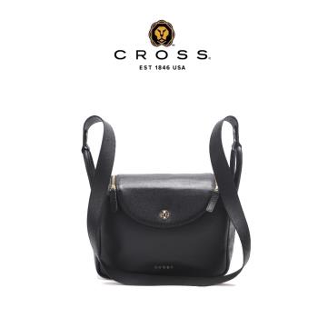 CROSS 限量1折 頂級NAPPA小牛皮側肩包 凱特系列 全新專櫃展示品(黑色 中款)