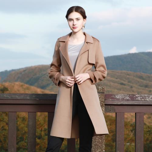 矜蘭妃-手工羊絨雙面呢經典洋裝式大衣