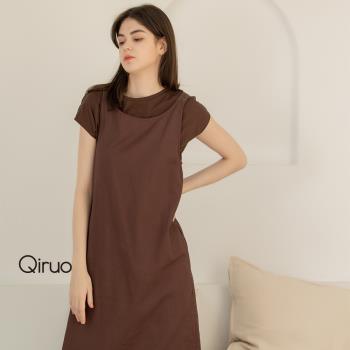【Qiruo 奇若】春夏專櫃咖啡色短袖上衣2030A-80 百搭實穿款