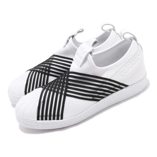 adidas 休閒鞋 Superstar Slip On W 女鞋  白 黑 繃帶鞋 復古 襪套 愛迪達 CG6013 [ACS 跨運動]