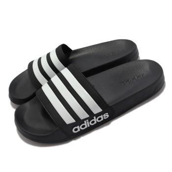 adidas 拖鞋 Adilette Shower Q彈舒適中底 黑白 三條線 男女款 情侶鞋 GZ5922 [ACS 跨運動]