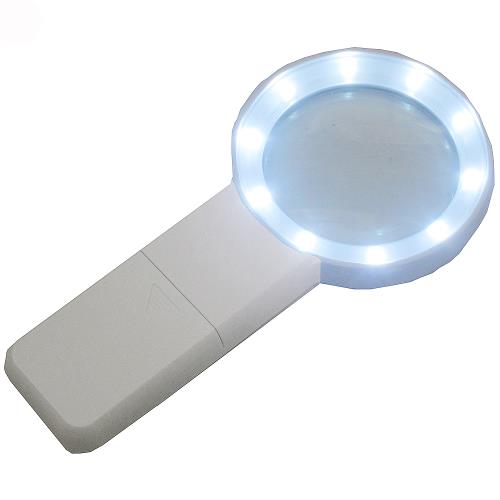 月陽大型手持式10倍率10LED玻璃放大鏡老人閱讀燈手電筒(CD9988)