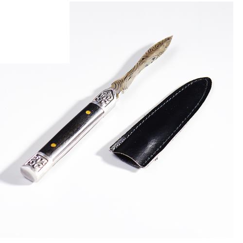 【PUSH!】品茗喝茶具大馬士革紋不銹鋼茶刀普洱茶刀解茶撬茶器茶具配件黑檀圖騰茶刀T11 -1