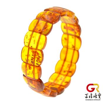 【正佳珠寶】天然金珀花珀 傳家典藏金花珀手排手珠 15x10mm花珀方牌