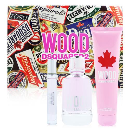 DSQUARED2 WOOD 天性女性淡香水禮盒(淡香水100ml+10ml+沐浴膠150ml)
