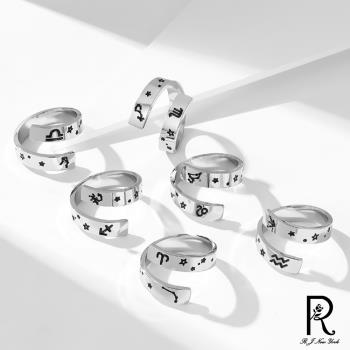 【RJ New York】12星座銀色開口可調整戒指(12款可選)
