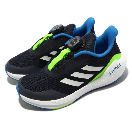 adidas 童鞋 EQ21 Run BOA K 黑白 藍 運動鞋 旋鈕鞋帶 緩震 中童 4-7歲 GZ5910 [ACS 跨運動]