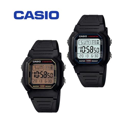 CASIO 卡西歐 W-800H 日系耐久黑武士多功能防水電子錶