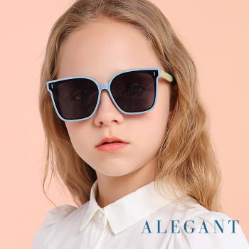 【ALEGANT】童樂時尚海星藍兒童專用輕量矽膠彈性太陽眼鏡│UV400方框偏光墨鏡