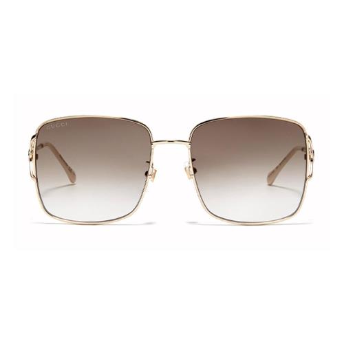 【GUCCI 古馳】方形金屬太陽眼鏡(GG1018SK-003 馬銜扣系列)