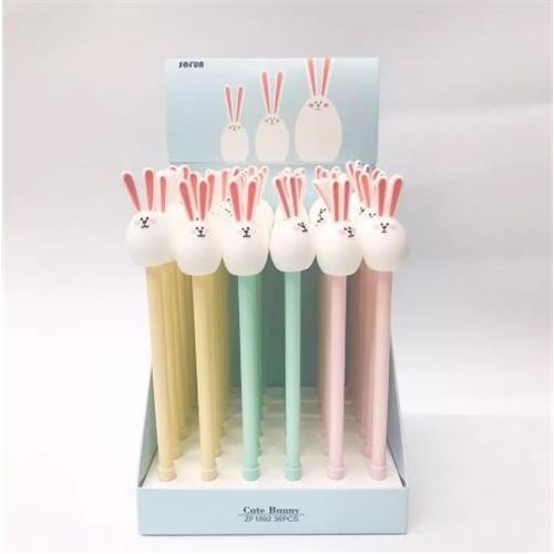 長耳兔 藍色中性筆0.3mm  6入