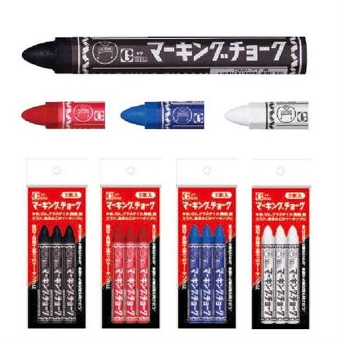 日本 寺西 工業用標記粉筆 可標記 薄路面/木材/金屬/塑料/橡膠/皮革 (黑/紅/藍/白) 3支裝 2包 / 組 CMK-T1-3P