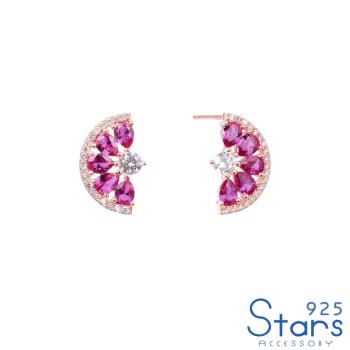 【925 STARS】純銀925復古輕奢氣質鋯石水晶西瓜造型耳環 造型耳環