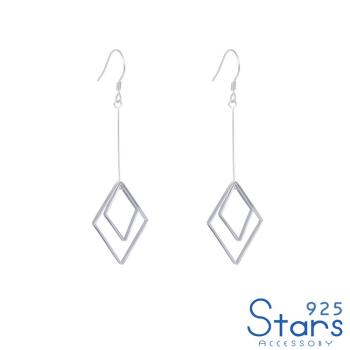 【925 STARS】純銀925個性菱形幾何造型耳環 造型耳環