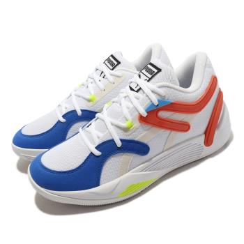 Puma 籃球鞋 TRC Blaze Court 男鞋 白 藍 橘紅 低筒 支撐 運動鞋 37658201 [ACS 跨運動]