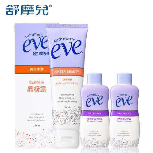 舒摩兒私密保養入門組(晶凝露104ml效期2026/12+甜美香氛浴潔露59mlx2效期2026/7)