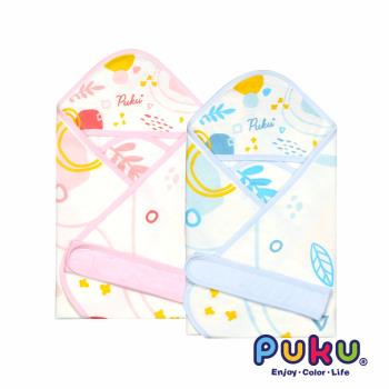 【PUKU藍色企鵝】舒棉輕柔包巾-(蔚藍/沁粉)