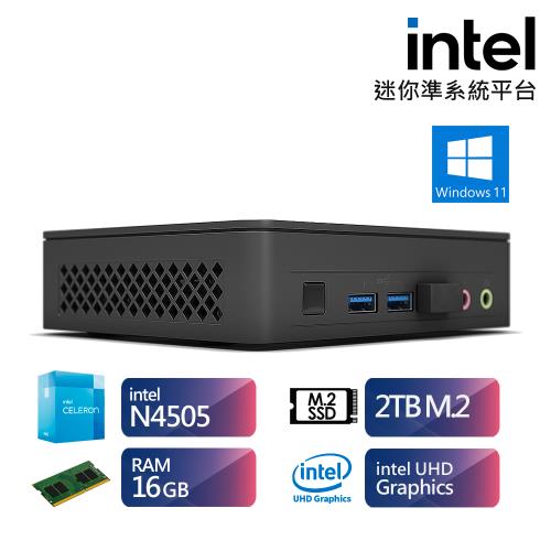 Intel 平台【闇海魔獸】賽揚雙核心迷你電腦(Celeron N4505/16G/2TB SSD/WIN11)