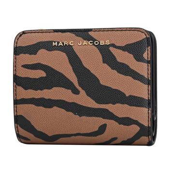 MARC JACOBS 馬克賈伯 撞色虎紋印花扣式零錢短夾.咖
