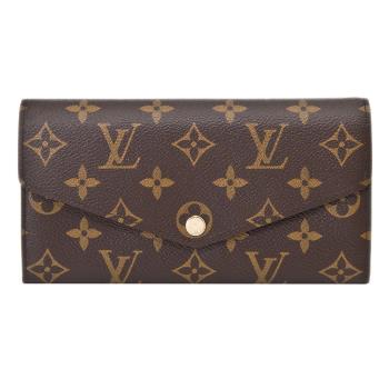 【Louis Vuitton】Sarah系列 Monogram帆布信封暗釦長夾(M60531-咖)