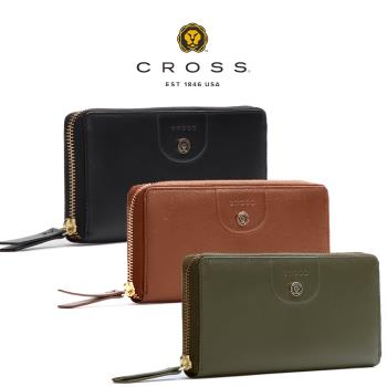 CROSS 頂級小牛皮安娜系列拉鍊長夾 全新專櫃展示品 (附禮盒包裝 品牌提袋)
