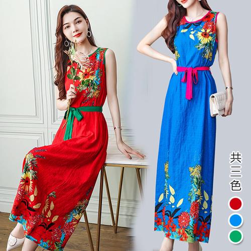 【韓國K.W.】獨家款秀麗端莊長洋裝(5/7分袖 短袖 牛仔 雪紡  吊帶 背心)