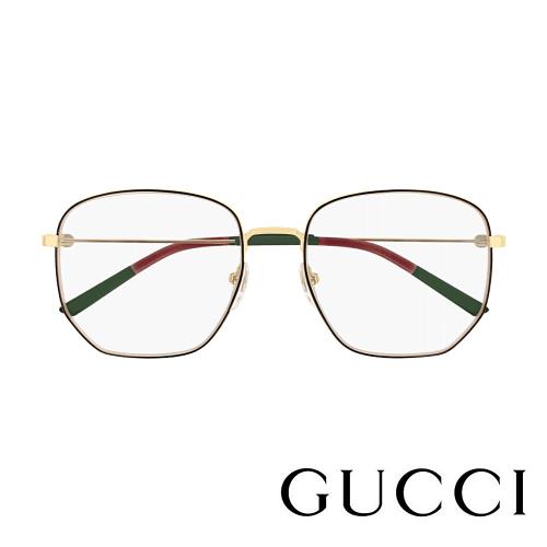 GUCCI 古馳】六角形金屬框光學眼鏡(GG0396O-001 熱賣暢銷款)|太陽眼鏡