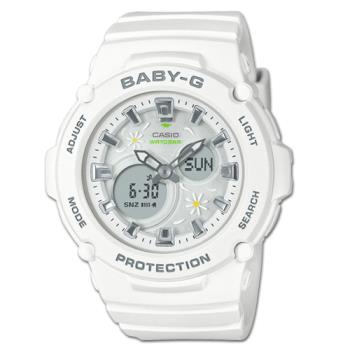 【CASIO 卡西歐】BABY-G 雙顯女錶 甜美雛菊 樹脂錶帶 防水100米 白色 BGA-270FL(BGA-270FL-7A)