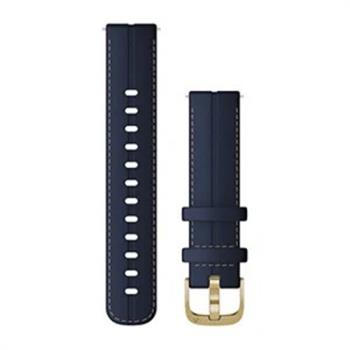 【GARMIN】Quick Release (18mm) 丹佛斯藍皮革錶帶暨淡金色錶扣