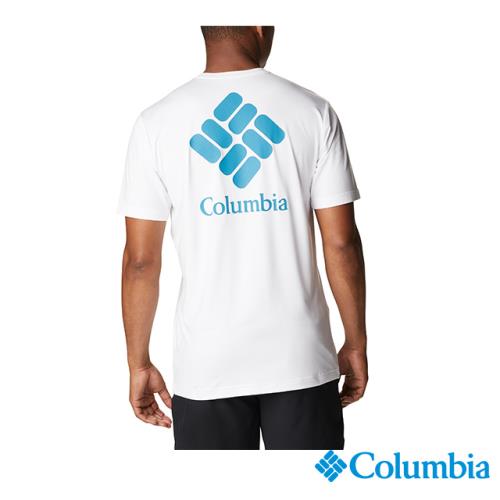Columbia 哥倫比亞 男款-UPF50快排短袖上衣-白色 UAE08010WT