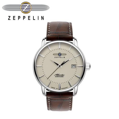 齊柏林飛船錶 Zeppelin 84525 大西洋米色錶盤機械錶 41mm 男/女錶 自動上鍊 