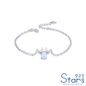 【925 STARS】純銀925微鑲美鑽夢幻小鹿造型手鍊 造型手鍊 美鑽手鍊