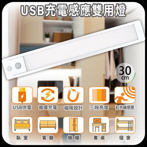 ［明沛］USB充電感應雙用燈(30cm)-USB充電-磁吸設計-三段調光-紅外線感應燈-書桌燈-宿舍燈-露營燈-臥室燈-MP8648