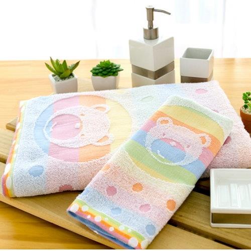 【台灣興隆毛巾】美國棉 彩虹熊提花毛巾  6條毛巾組