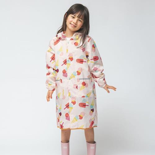 日本Wpc. 冰淇淋派對M 空氣感兒童雨衣/防水外套 附收納袋(95-120cm)