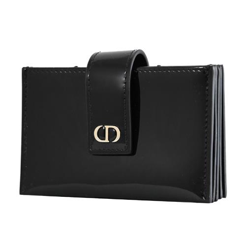Christian Dior 30 MONTAIGNE CD LOGO風琴卡夾.黑