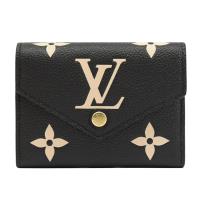 Louis Vuitton LV M80968 VICTORINE 經典壓紋牛皮三折零錢短夾.黑/米白