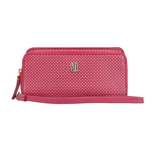 agnes b.小星芒雙層拉鍊長夾-紅