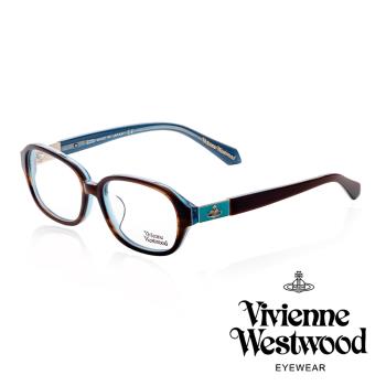 【Vivienne Westwood】貴氣英國格紋款光學眼鏡(藍/咖啡 VW264 02)