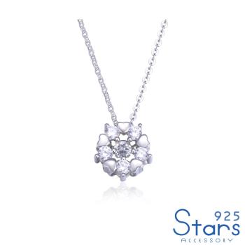 【925 STARS】純銀925唯美愛心美鑽鋯石花鑽造型項鍊 造型項鍊 美鑽項鍊
