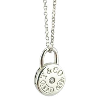 TIFFANY 1837系列-鑲鑽圓形Lock鎖頭墜飾925純銀項鍊
