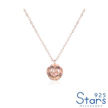 【925 STARS】純銀925縷空花朵圓珠閃耀鋯石造型項鍊 造型項鍊 美鑽項鍊