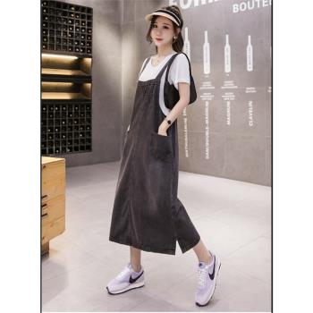 最水-減齡系韓版寬鬆牛仔吊帶裙(M~4XL)