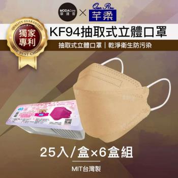 摩達客-芊柔KF94獨家專利抽取式立體口罩(25片)-棕色六盒組