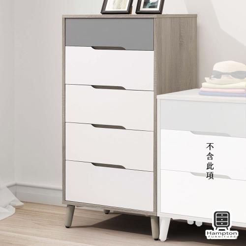 【Hampton 漢汀堡】珊卓系列淺灰雙色五斗櫃