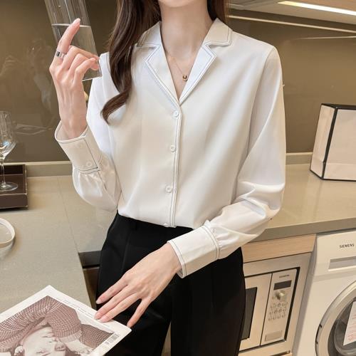 白色戀人-玩美衣櫃簡約知性雙縫線OL長袖襯衫S-2XL(共三色)