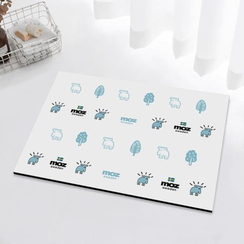 【moz】瑞典 駝鹿 速乾軟式硅藻防滑地墊-彩虹駝鹿(天空藍)