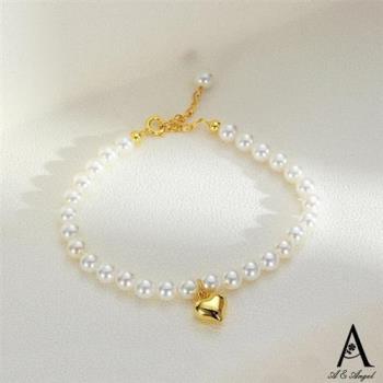【ANGEL】立體愛心珍珠垂墜高雅手鍊(2款可選)