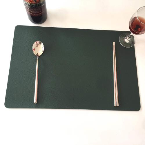 picobello｜簡約雙面皮革圓角多用途餐桌墊 2入組